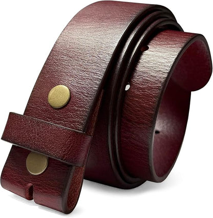 100% One-Piece Full Grain Leather Belt Straps with No Slot Hole/Slot Hole/Heavy-Duty, Multi Options 1-1/2" (38mm) Wide