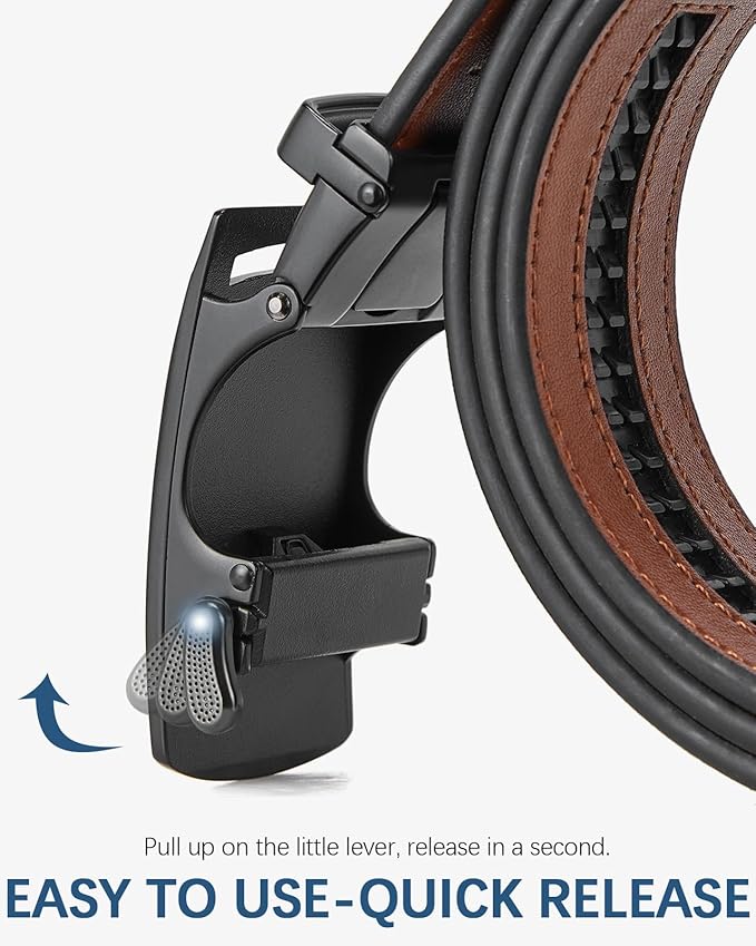 BOSTANTEN Mens Belt Leather Ratchet Belt For Men Dress and Casual with Adjustable Buckle, Trim to Fit