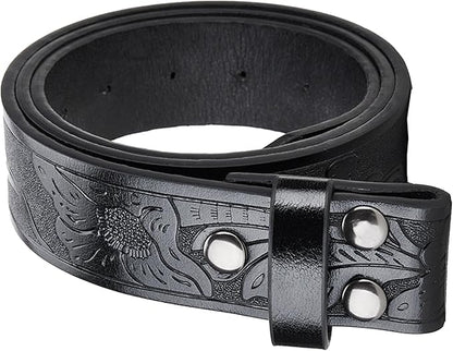 IZUS Vintage Western Belt Strap without Buckle Longhorn-Bull-Embossed Cowboy Belt for Women Men 1-1/2" Wide PU Leather Strap
