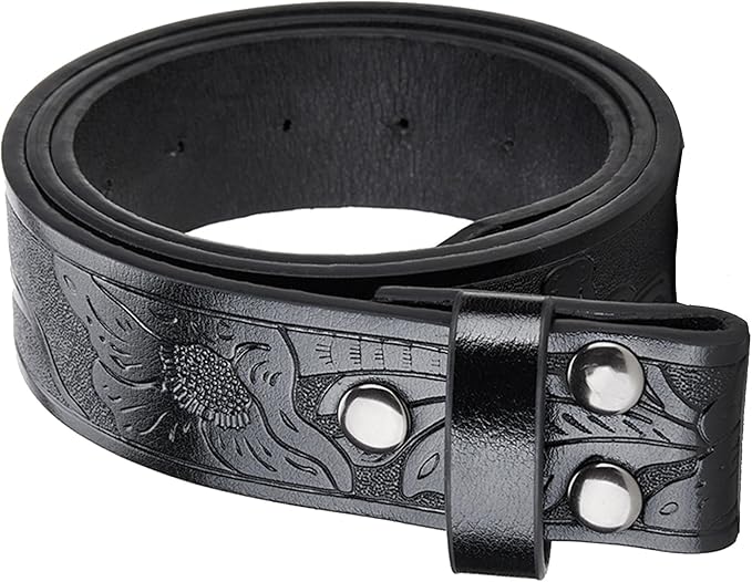 IZUS Vintage Western Belt Strap without Buckle Longhorn-Bull-Embossed Cowboy Belt for Women Men 1-1/2" Wide PU Leather Strap