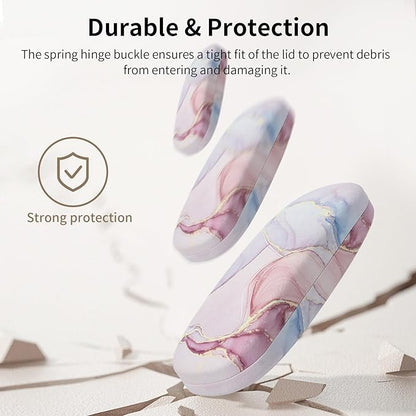 Glasses Case Hard Shell, Leather Protective Case for Sunglasses with Cleaning Cloth, Cute Eyeglass Cases for Women
