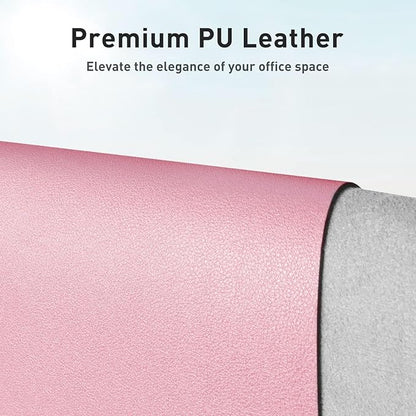 Aothia Faux Leather Desk Mat - Non-Slip PU Leather Desk Blotter, Waterproof Writing Surface, Large Desk Pad for Office & Home (Fairy Pink, 55" x 24")