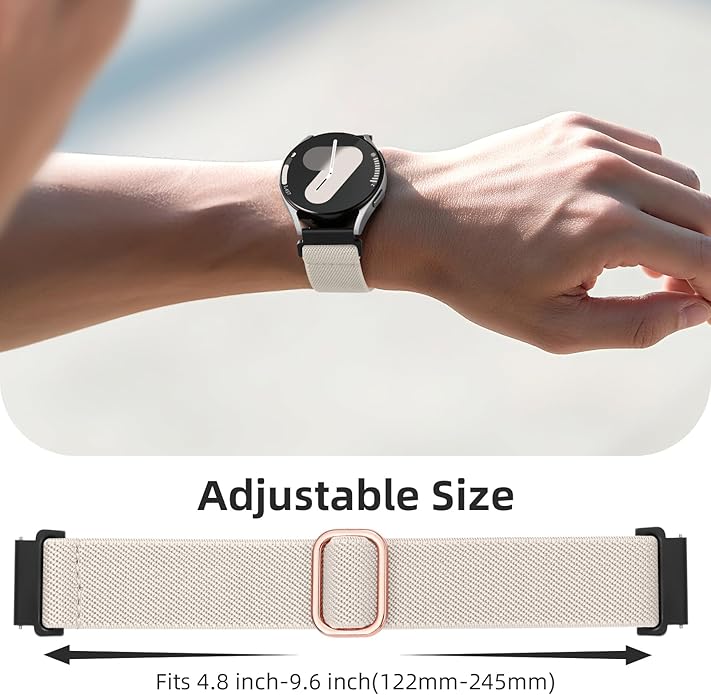DaQin 3 Pack Nylon Watch Bands Compatible with 16mm 18mm 20mm 22mm Quick Release Watch Band, Adjustable Soft Stretchy Solo Loop Strap Elastic Braided Relacement Wristband for Men Women