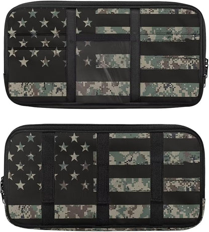 US Flag Print Car Sun Visor Storage Bag 11.81 x 5.9 Inch Multi-Function Organizer for Card Pen Invoice Pouch Case Bag Universal for Car Sun Visor Accessory,Camouflage Flag