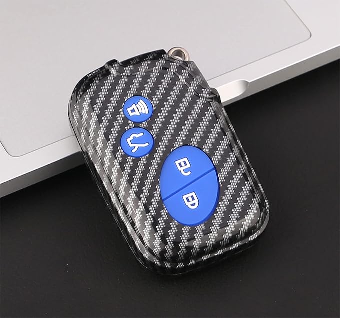 Key Fob Cover Case Fit for 2005-2018 Lexus ES350 GS300 GS350 GS430 GS450h ISC IS250 IS350 LS460 LS600h Keyless Entry Remote Case Holder ABS Carbon Fiber Pattern (Blue)