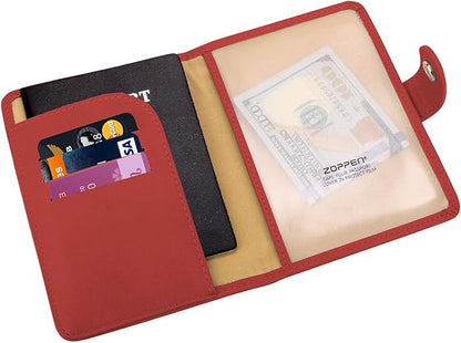 ZOPPEN Passport Holder Women, Passport Cover Travel Wallet Rfid Blocking Passport Wallet Cover Case Travel Essentials Document Organizer, Scarlet Red