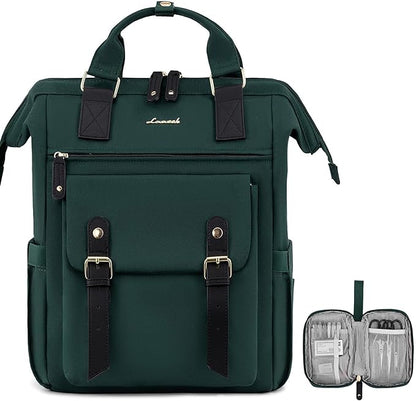 LOVEVOOK Laptop Backpack for Women, Teacher Nurse Bag Work Travel Computer Backpacks Purse,Water Resistant Daypack,Dark Green 15.6in