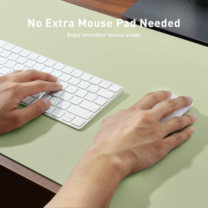 Aothia Faux Leather Desk Mat - Non-Slip PU Leather Desk Blotter, Waterproof Writing Surface, Large Desk Pad for Office & Home (Grass Green, 55" x 17")