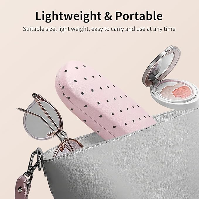 Glasses Case Hard, Cute Sunglasses Case for Women Leather Protective Case for Eyeglass with Cleaning Cloth