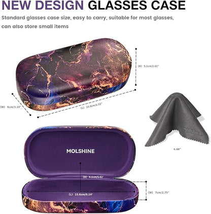 molshine Hard Shell Leather Sunglasses Case,Classic Large Glasses Case for Women Men,Sunglass Eyeglasses