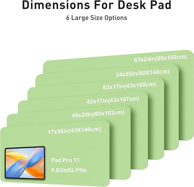 Aothia Faux Leather Desk Mat - Large Mouse Pad, Non-Slip PU Leather Blotter, Waterproof Writing Surface for Office and Home (Foam Green, 42" x 17")