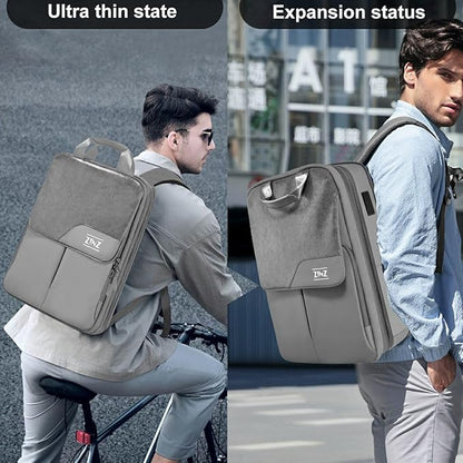 ZINZ Slim & Expandable Laptop Backpack 15.6 16 17 inch Travel Business Backpack Water-Resistant Daypack for Men and Women，Grey