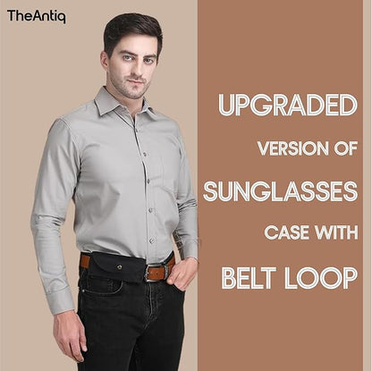 Leather Sunglasses Case Genuine Eyeglass Holder Reading Glasses Protector Vintage Eyewear Storage for Men and Women
