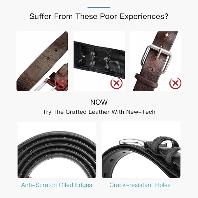 SENDEFN Mens Belts Leather Belt for Men 1 1/4" for Casual Jeans Dress Pants with Gift Box