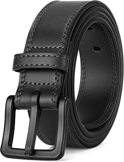 XZQTIVE Men’s Metal Free Belt Hypoallergenic Leather Belts For Jeans Dress Nickle Free TSA Belt With Black Buckle