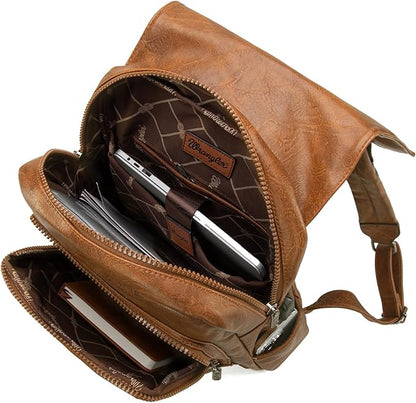 Montana West Wrangler Laptop Backpack with USB Charging Port, Vintage Travel Work College Bookbag for Women Men
