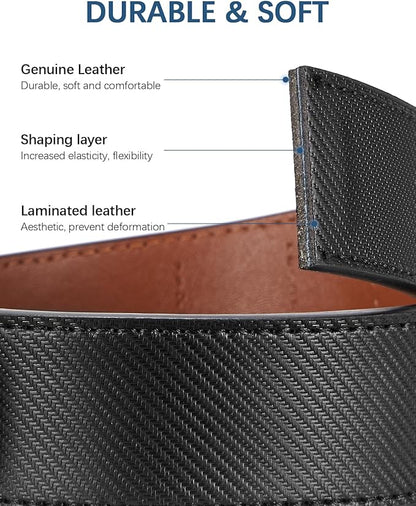 BOSTANTEN Mens Belt Leather Ratchet Belt For Men Dress and Casual with Adjustable Buckle, Trim to Fit