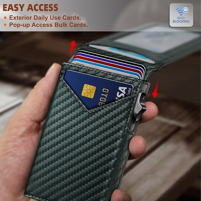 BULLIANT Men Wallet Gift Boxed,Slim Front Pocket Wallet Money Clip Card Holder 3.8"x2.7",Pop-up Access