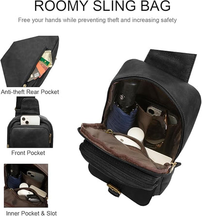 Sling Bag for Men Women Pu Leather Crossbody Bag Waterproof Funny Waist Pack Vintage Shoulder Bags