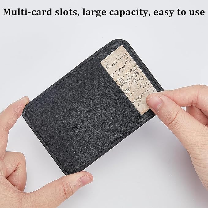 2PCS PU Leather Vertical Badge Holder Black Leather ID Card Case Waterproof Photocard Protector Sided Name Badge Pouch with Clear Window for Office Staff Students School Driver's Licenses
