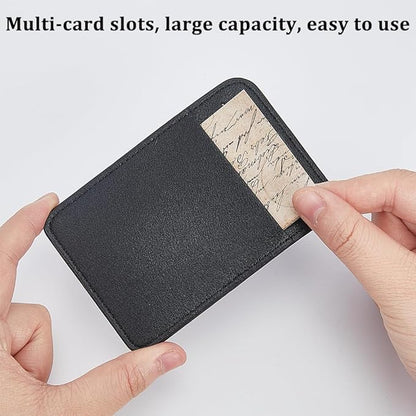 2PCS PU Leather Vertical Badge Holder Black Leather ID Card Case Waterproof Photocard Protector Sided Name Badge Pouch with Clear Window for Office Staff Students School Driver's Licenses