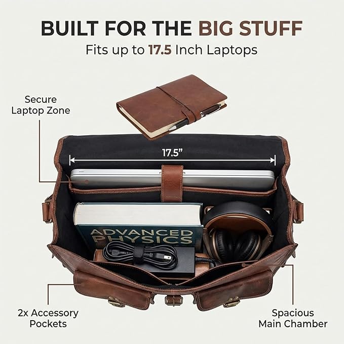 cuero DHK 14 Inch Vintage Handmade Leather Messenger Bag for Laptop Briefcase Best Computer Satchel Distressed Bag