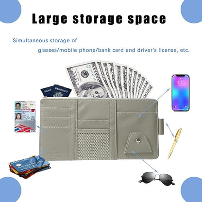 Car Sun Visor Organizer, Visor Organizer Auto Car visor Storage Organizer Sun Visor Storage Organizer with Pockets Car Visor Storages Pouch Truck Visor Organizer for Men Women(Grey)