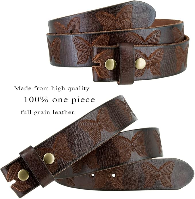 Genuine Full Grain Western Engraved Tooled Leather Strap or Belt 1-1/2" Wide