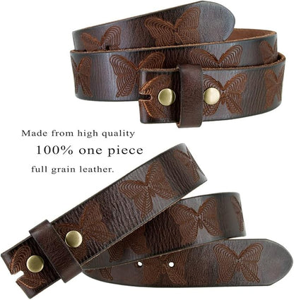 Genuine Full Grain Western Engraved Tooled Leather Strap or Belt 1-1/2" Wide