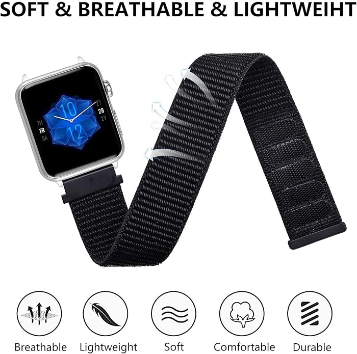 ANNEFIT Nylon Sport Loop Watch Bands, 2 Packs Quick Release Adjustable Strap 16mm 18mm 19mm 20mm 21mm 22mm 24mm