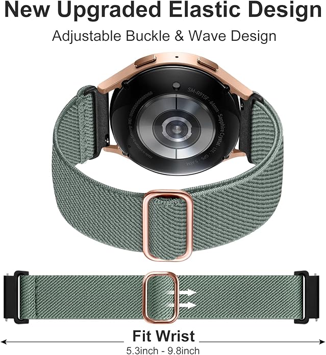 Lerobo Elastic Bands Compatible with Samsung Galaxy Watch 8 7 6 5 4 40mm 44mm/Galaxy Watch 8 Classic 6 4 Classic 43mm 47mm 42mm 46mm/5 Pro Band 45mm/Active 2,3 Pack 20mm Adjustable Nylon Sport Band