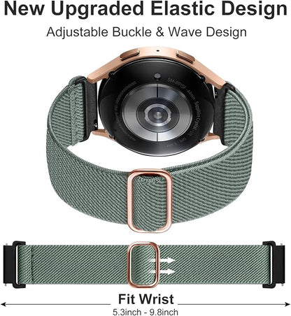 Lerobo Elastic Bands Compatible with Samsung Galaxy Watch 8 7 6 5 4 40mm 44mm/Galaxy Watch 8 Classic 6 4 Classic 43mm 47mm 42mm 46mm/5 Pro Band 45mm/Active 2,3 Pack 20mm Adjustable Nylon Sport Band