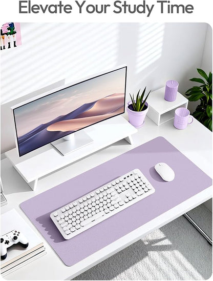 YSAGi Leather Desk Protector, Office Mat, Large Mouse Mat, Non-Slip PU Leather Blotter, Laptop Desk, Waterproof Writing Pad for Office and Home (Light Purple, 35.4" x 17")