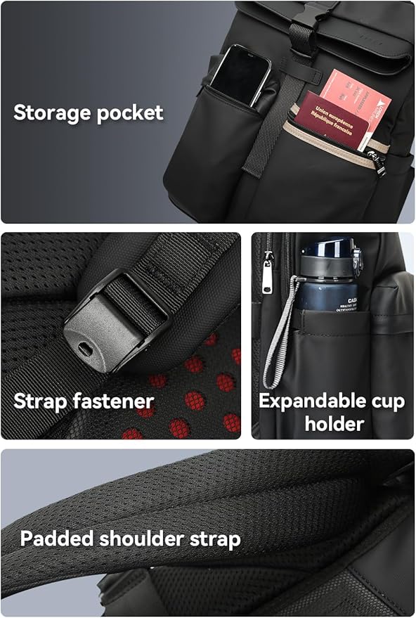 BOPai Laptop Backpack for Work Fits Up to 17 Inch Notebook Back Shock AbsorberTravel School Waterproof Laptop Backpack