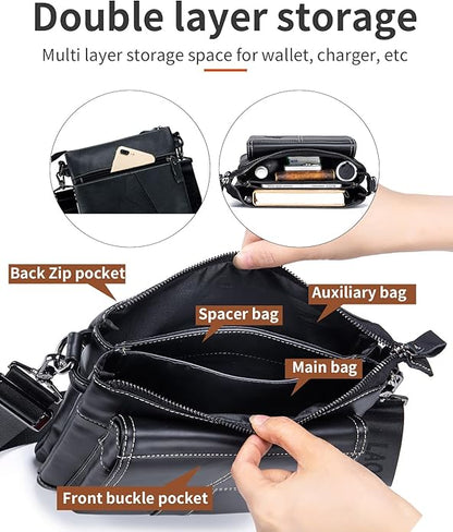 Men's Genuine Leather Crossbody Bag - Spacious & Functional & Durable Daily Use