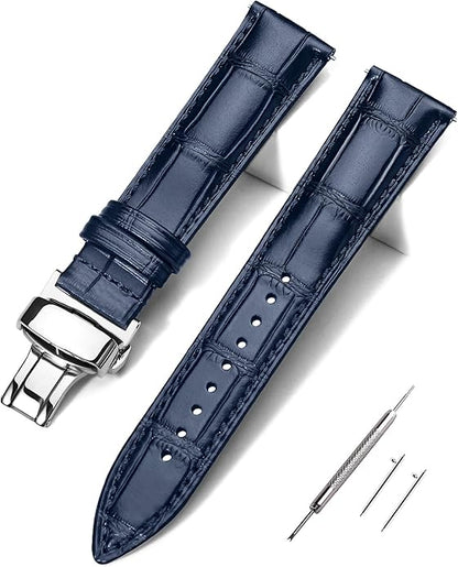 EACHE Croco Design Leather Watch Bands for Men Women,Quick Release Strap with Butterfly Deployment Buckle 18mm 19mm 20mm 21mm 22mm 23mm 24mm