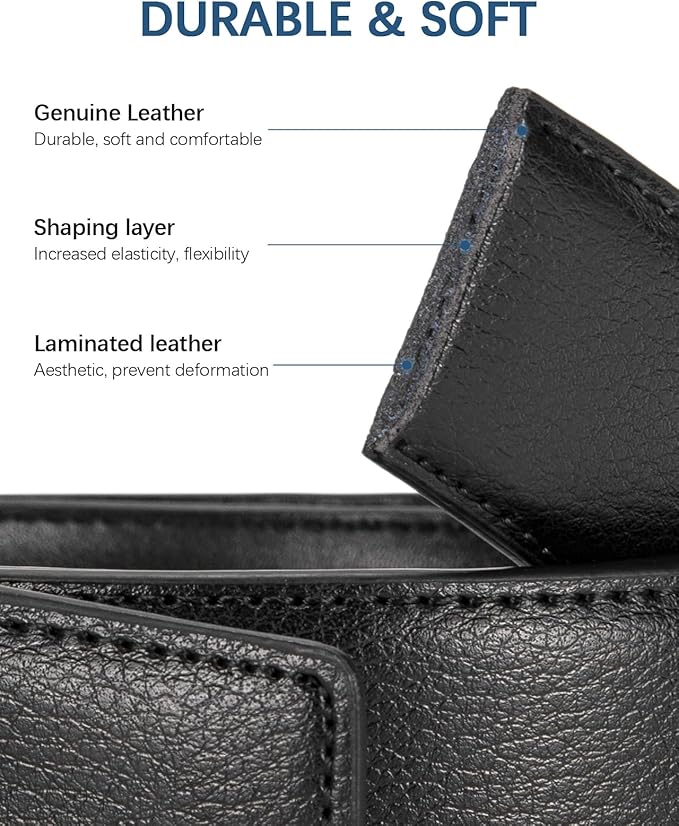 BOSTANTEN Ratchet Leather Belt For Men 2 Pack Dress and Casual with Adjustable Buckle, Trim to Fit