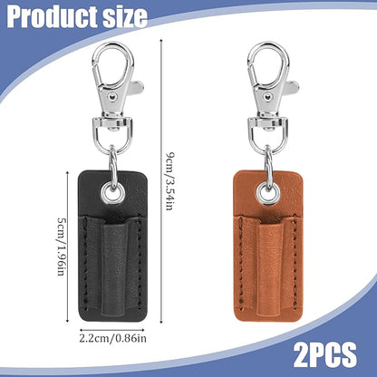 2 Pieces Pen Lanyard Holder, Pen Holder Keychain Pen Holder Pen Clip for Lanyard Anti-Lost Pen Holder Clip for Neck Lanyard Portable PU Leather Neck Pen Holder for Clipboard Badge Keychain Pen Holder