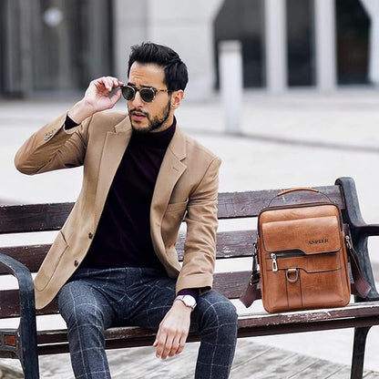 Messenger Bag for Men Crossbody Shoulder Purse Small Vintage PU Leather Satchel Pouch Side Crossover Handbag
