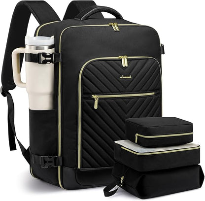 LOVEVOOK Large Travel Backpack for Women, TSA Carry on Backpack for Airplanes, 40L Personal Item Travel Bag for Women fits 17" Laptop,Waterproof Carry on Bag Airplane Approved with 3 Packing Cubes