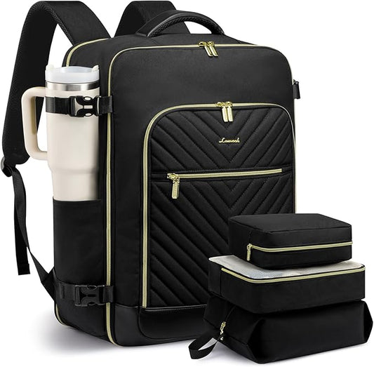 LOVEVOOK Large Travel Backpack for Women, TSA Carry on Backpack for Airplanes, 40L Personal Item Travel Bag for Women fits 17" Laptop,Waterproof Carry on Bag Airplane Approved with 3 Packing Cubes