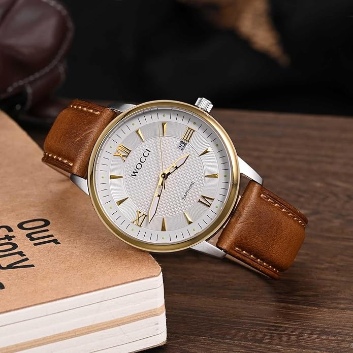 WOCCI Quick Release Watch Band, Distressed Genuine Leather, Stainless Steel Buckle, Strap Width 18mm 19mm 20mm 22mm 24mm