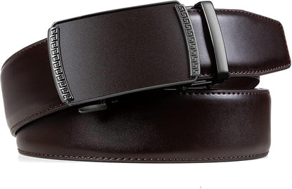 Founders & C Men's Ratchet Belt 1 3/8",Leather Dress Belt Adjustable with Click Sliding Buckle Trim to Exact Fit