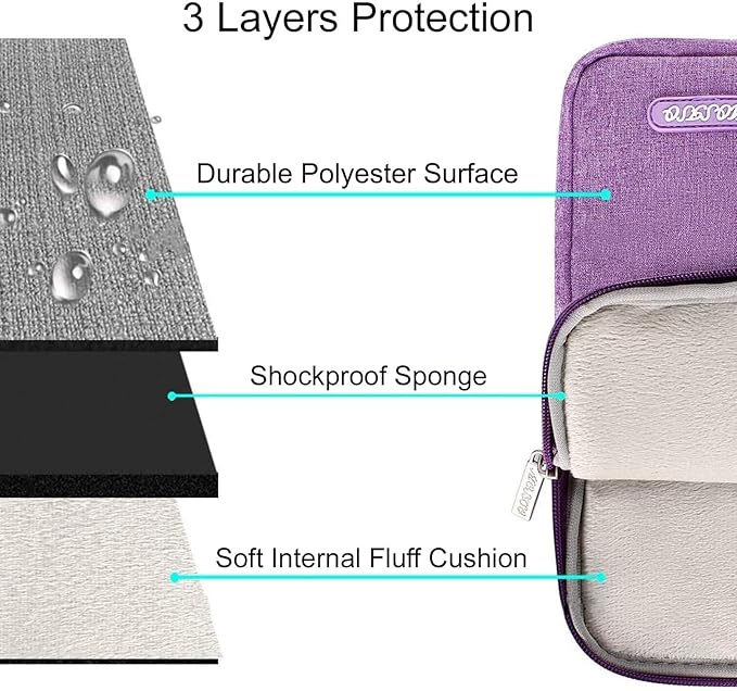 MOSISO Laptop Case 16 inch, 15-15.6 inch Laptop Sleeve Compatible with MacBook Pro 16 M5 M4 M3 M2 M1, HP Acer Dell Lenovo ASUS, Polyester Vertical Computer Sleeve Bag with Pocket, Light Violet