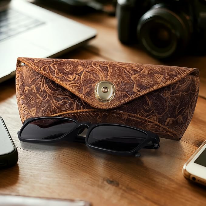 Real Leather Eyeglasses Case for Men and Women - Reading Glasses Pouch