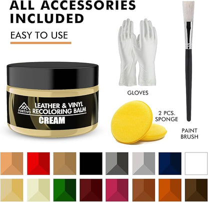 FORTIVO Leather Recoloring Balm, Color Restorer, Scratch Remover, Couch Paint and Repair, Leather Balm for Couches