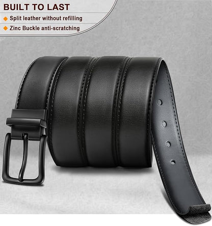 BULLIANT Men's Belt,Reversible Belt Adjustable For Gift Men 1.25”-Cut For Fit-2 Sides in 1 Belt(Not 2)