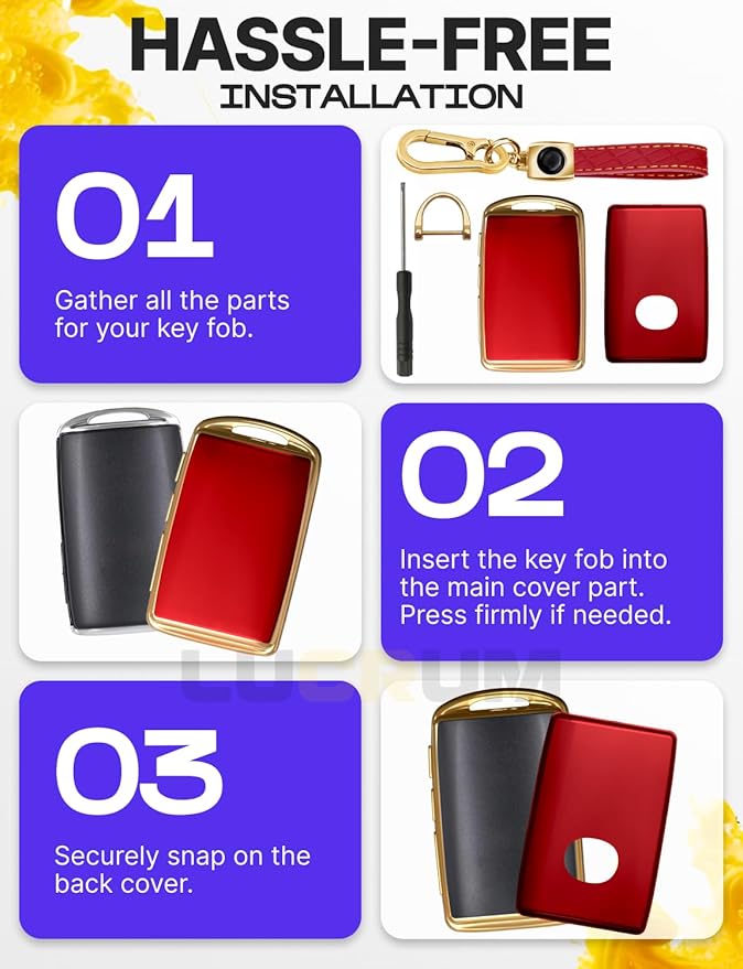 Lucrum Compatible with Mazda Key Fob Cover & Leather Keychain - TPU Case for 3, 6, CX-5 CX-9 CX-30 CX-50 CX-70 (2019-2025)