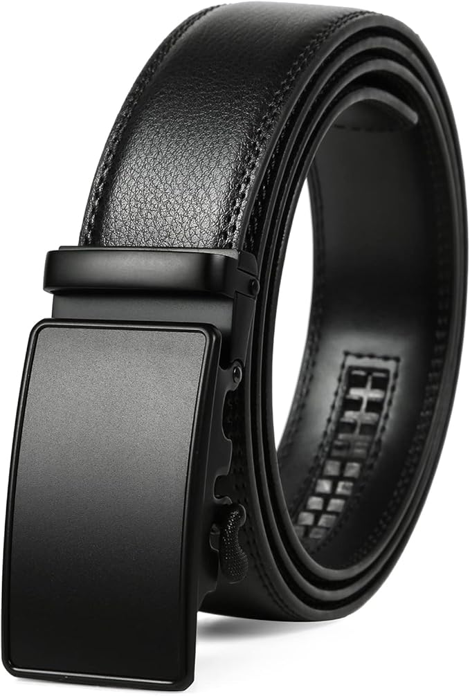 Founders & C Men's Ratchet Belt 1 3/8",Leather Dress Belt Adjustable with Click Sliding Buckle Trim to Exact Fit