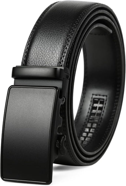 Founders & C Men's Ratchet Belt 1 3/8",Leather Dress Belt Adjustable with Click Sliding Buckle Trim to Exact Fit